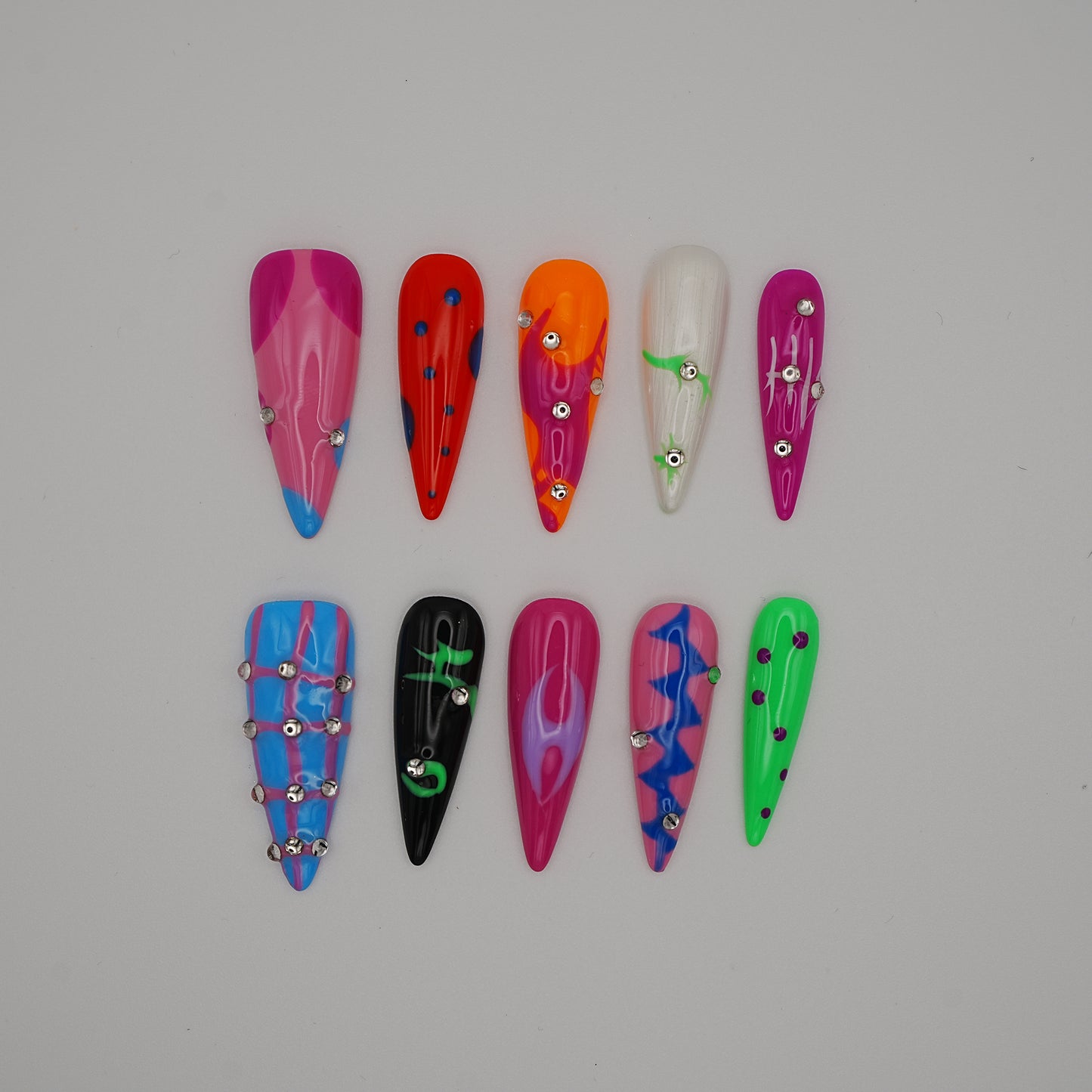 Neon Graffiti Gel Nails