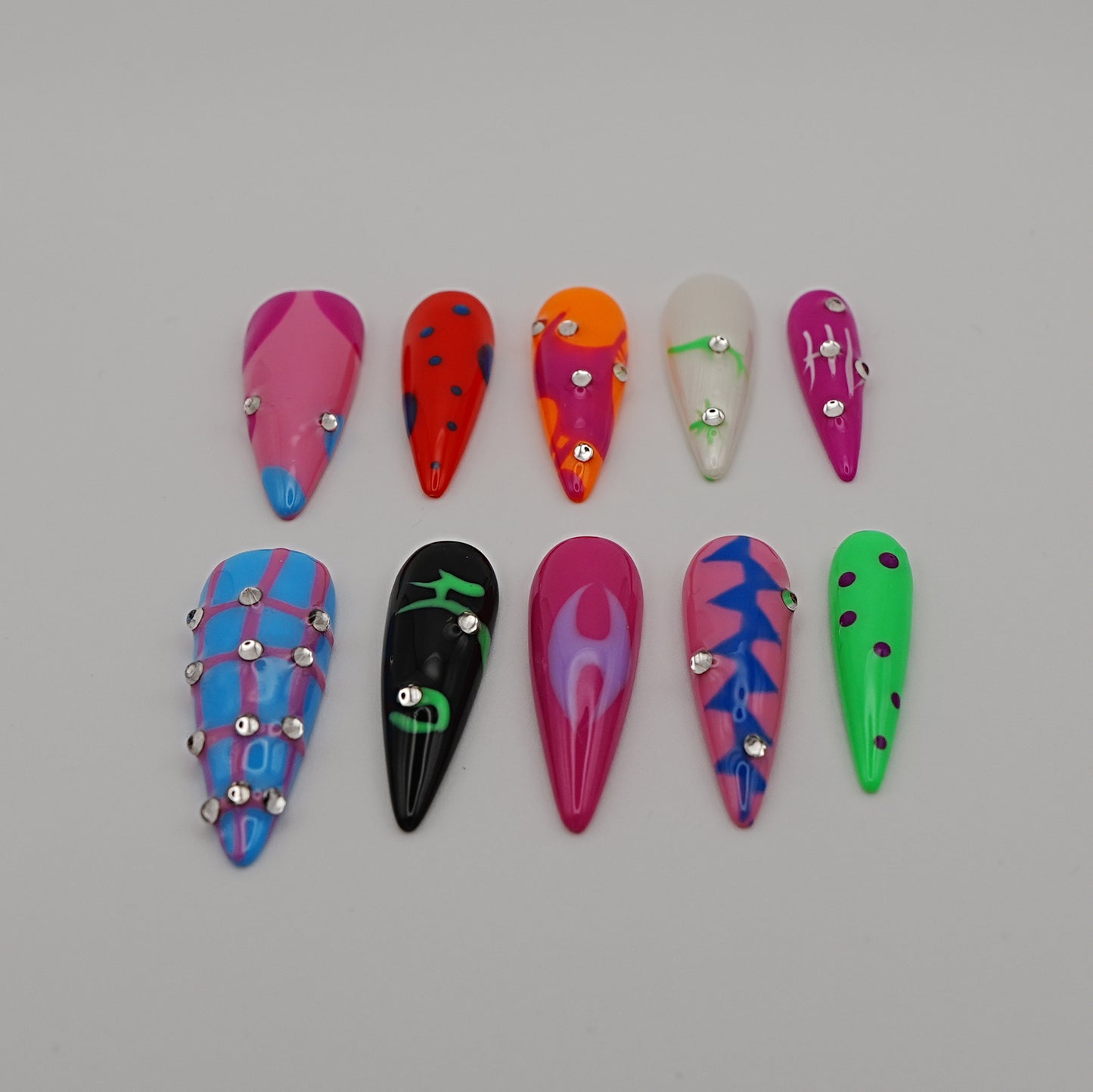 Neon Graffiti Gel Nails