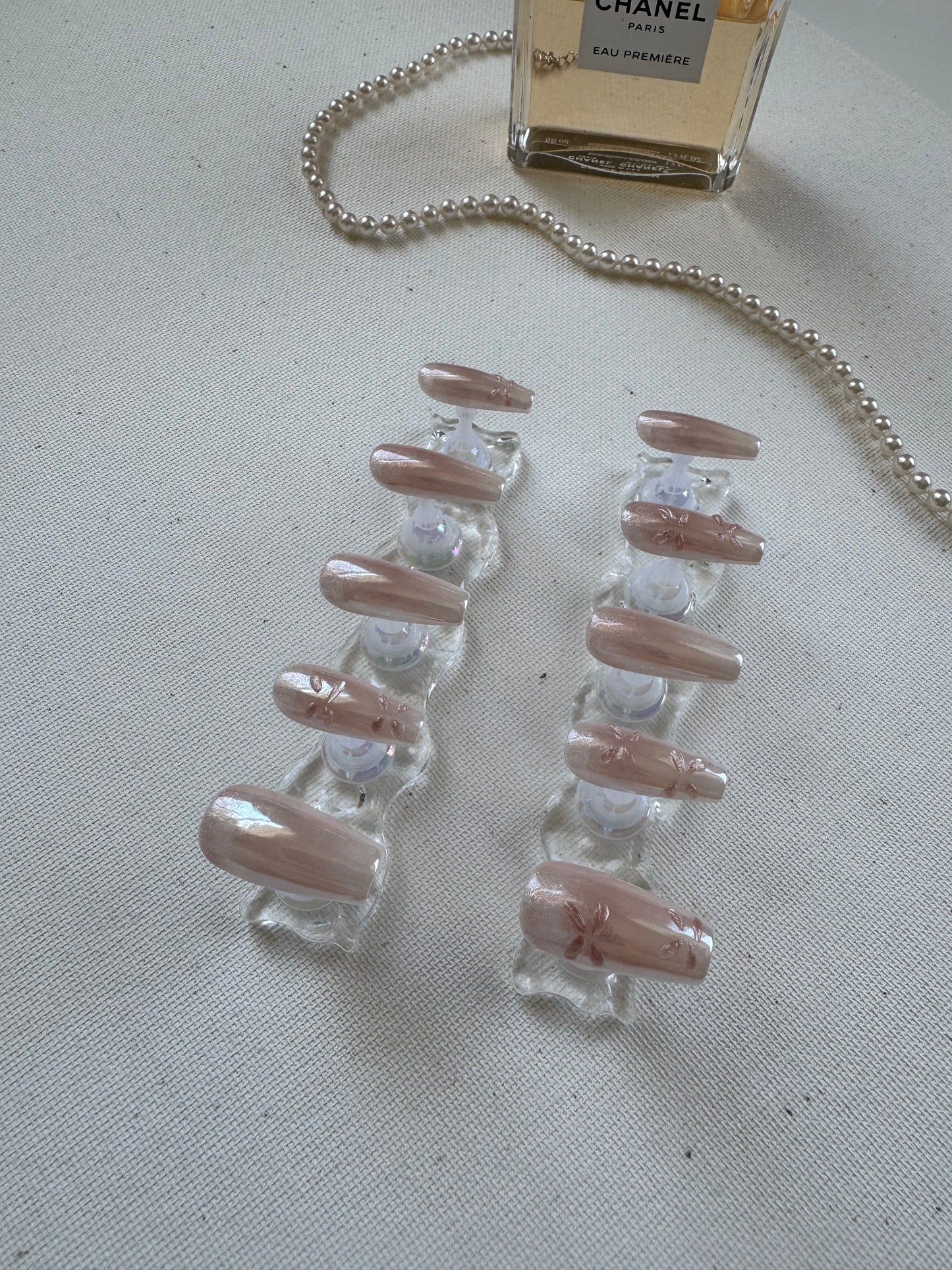 Crystal Petals – Pink Aurora Nails with 3D Florals