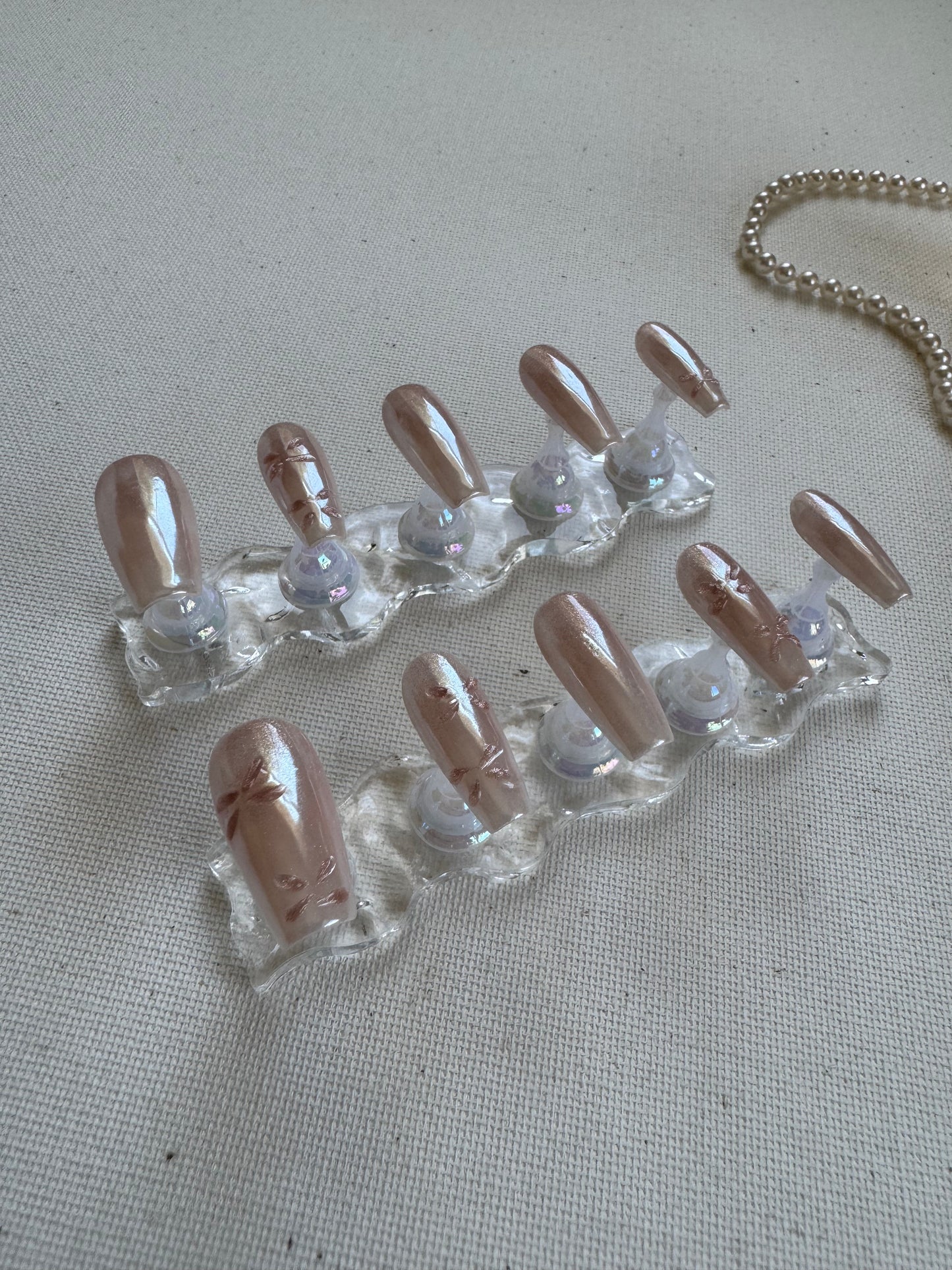 Crystal Petals – Pink Aurora Nails with 3D Florals