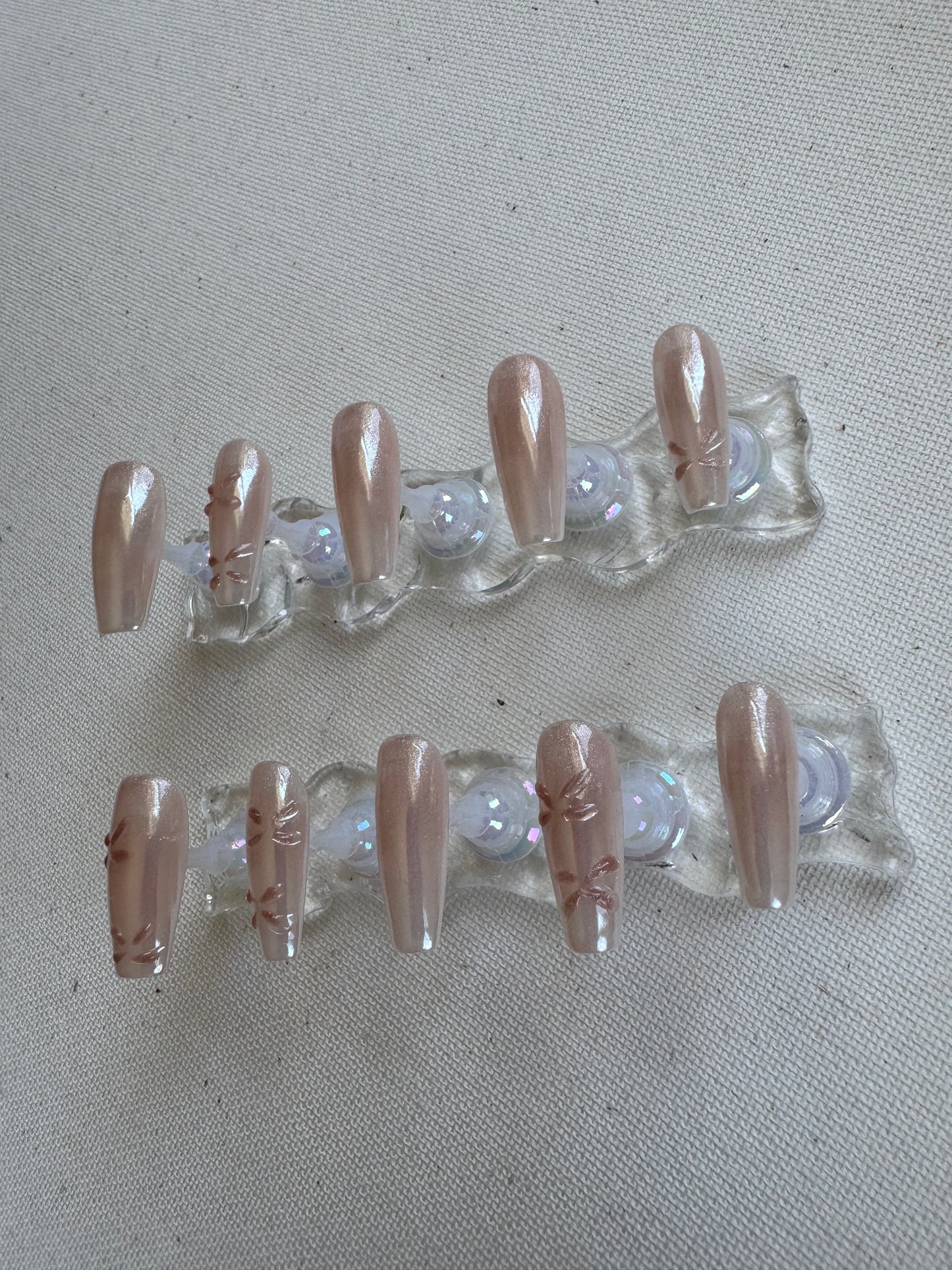 Crystal Petals – Pink Aurora Nails with 3D Florals