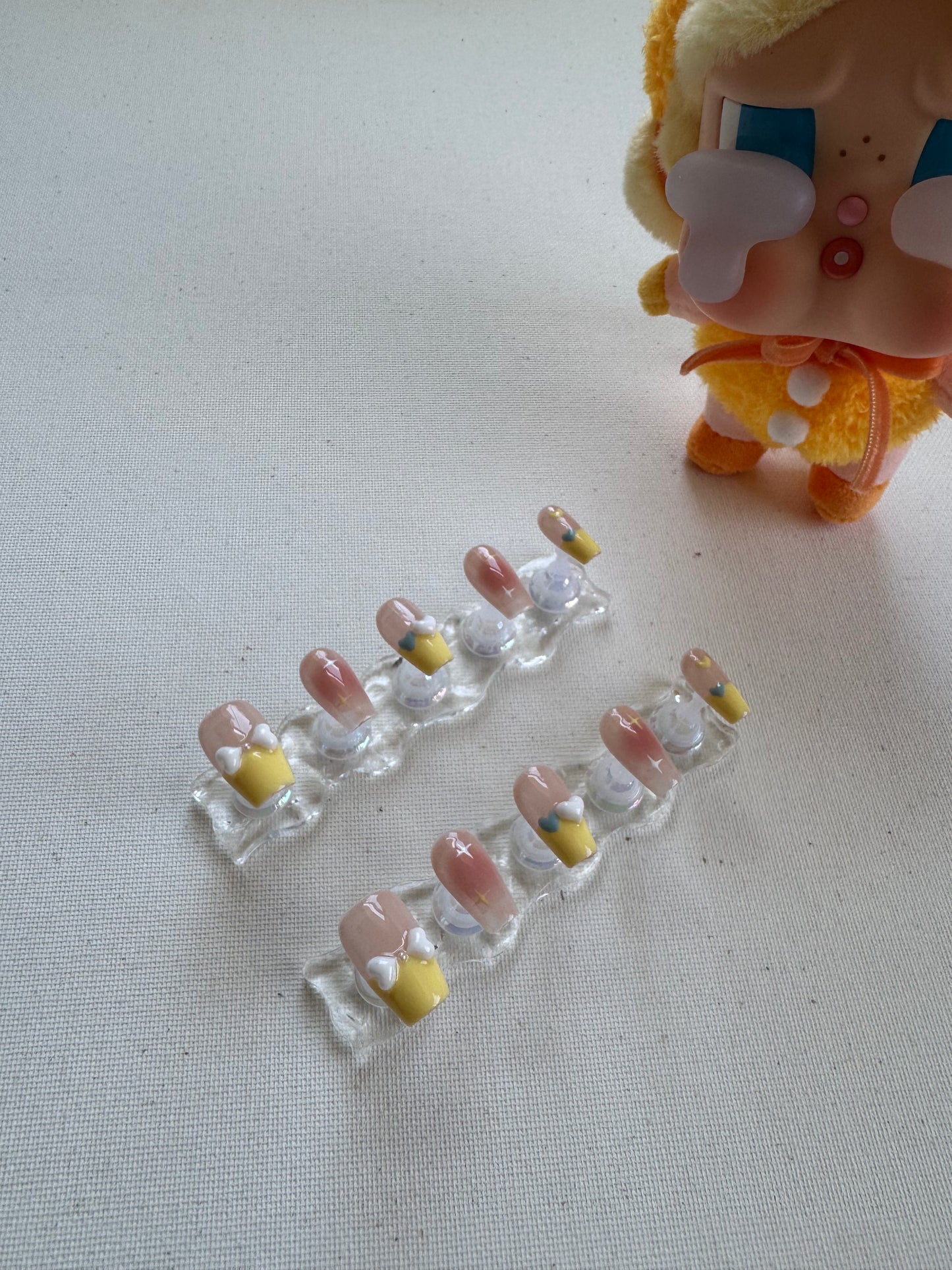Sunshine Kiss – Nude Base with Yellow French & 3D Heart