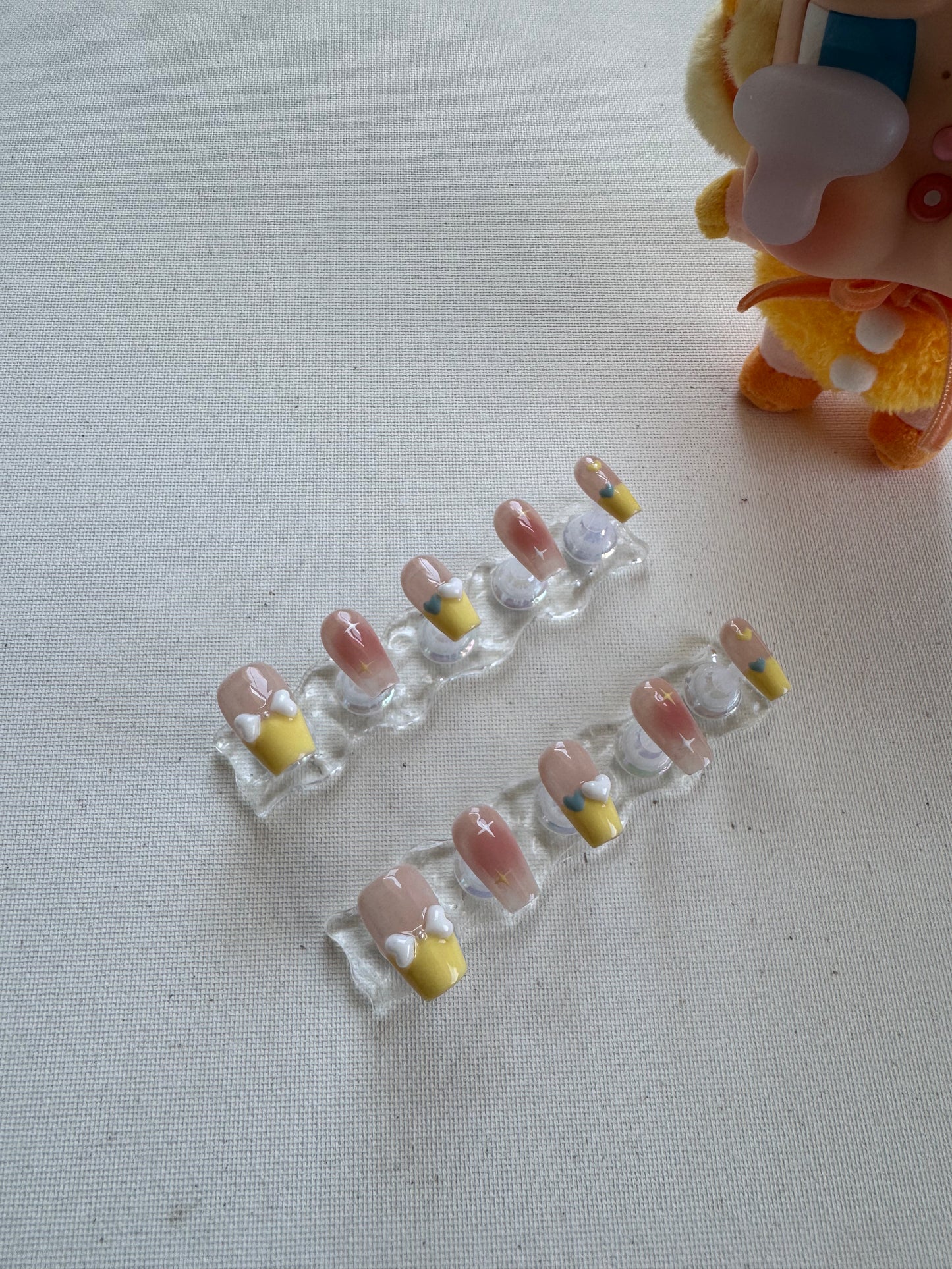 Sunshine Kiss – Nude Base with Yellow French & 3D Heart