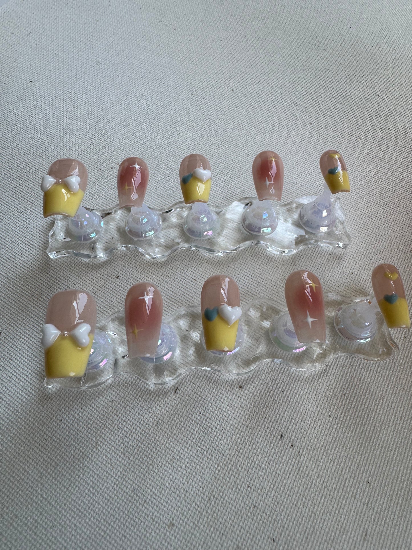 Sunshine Kiss – Nude Base with Yellow French & 3D Heart