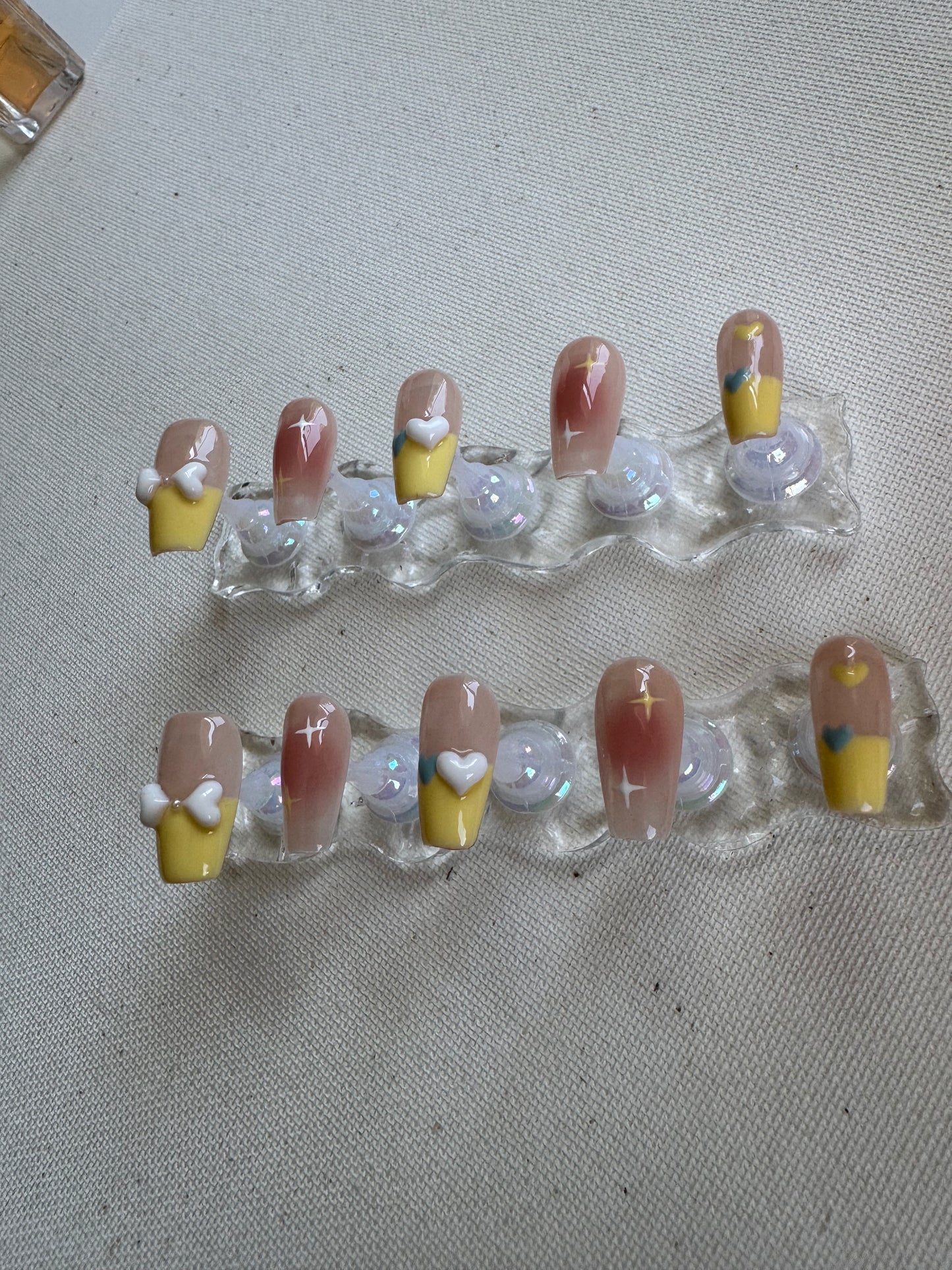 Sunshine Kiss – Nude Base with Yellow French & 3D Heart