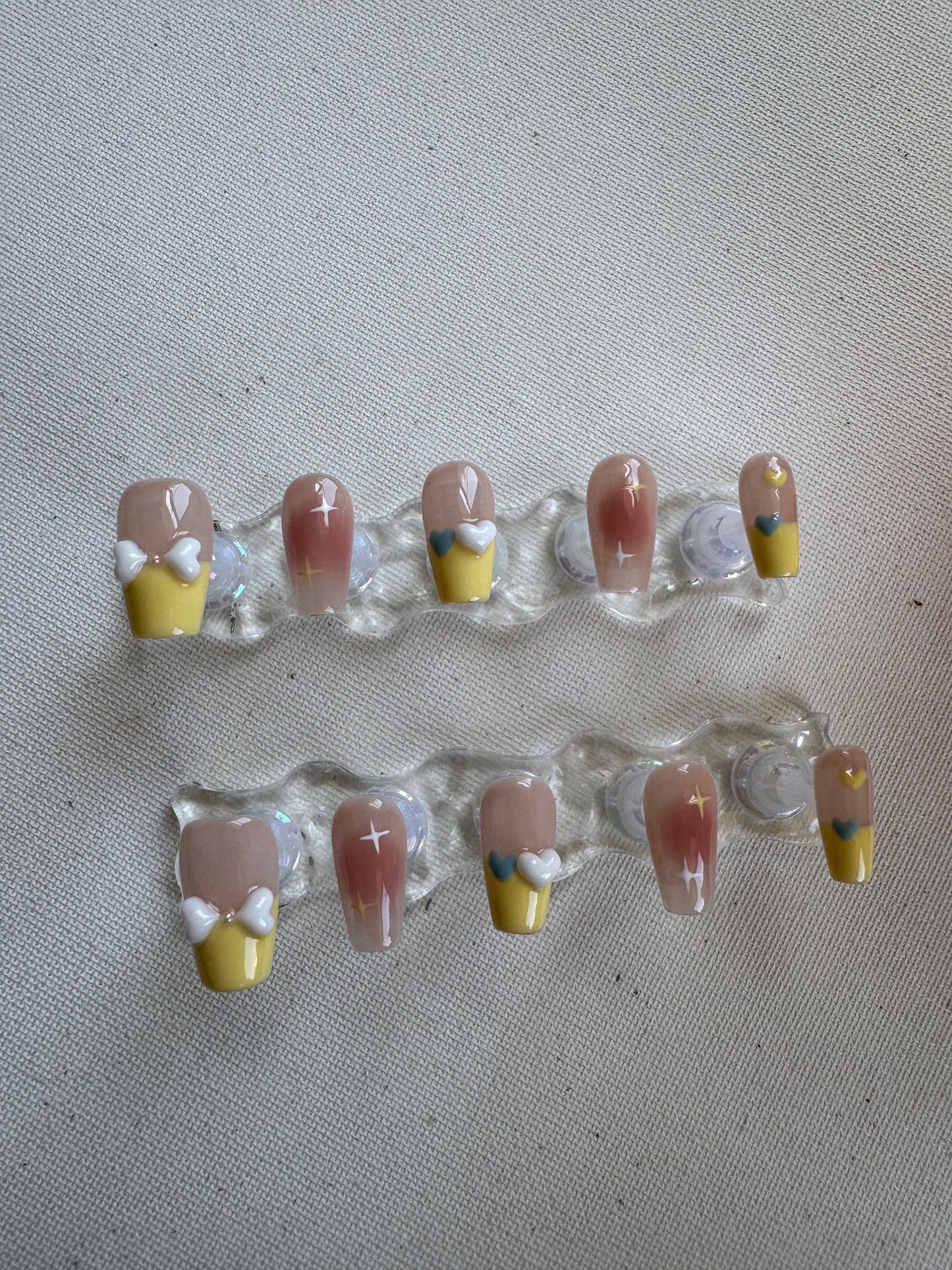 Sunshine Kiss – Nude Base with Yellow French & 3D Heart
