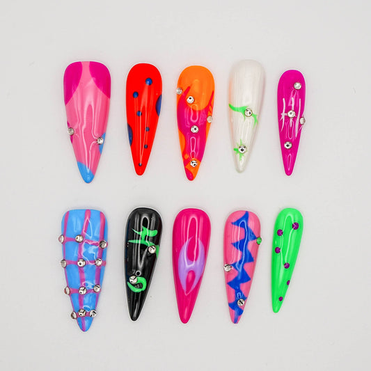 Neon Graffiti Gel Nails
