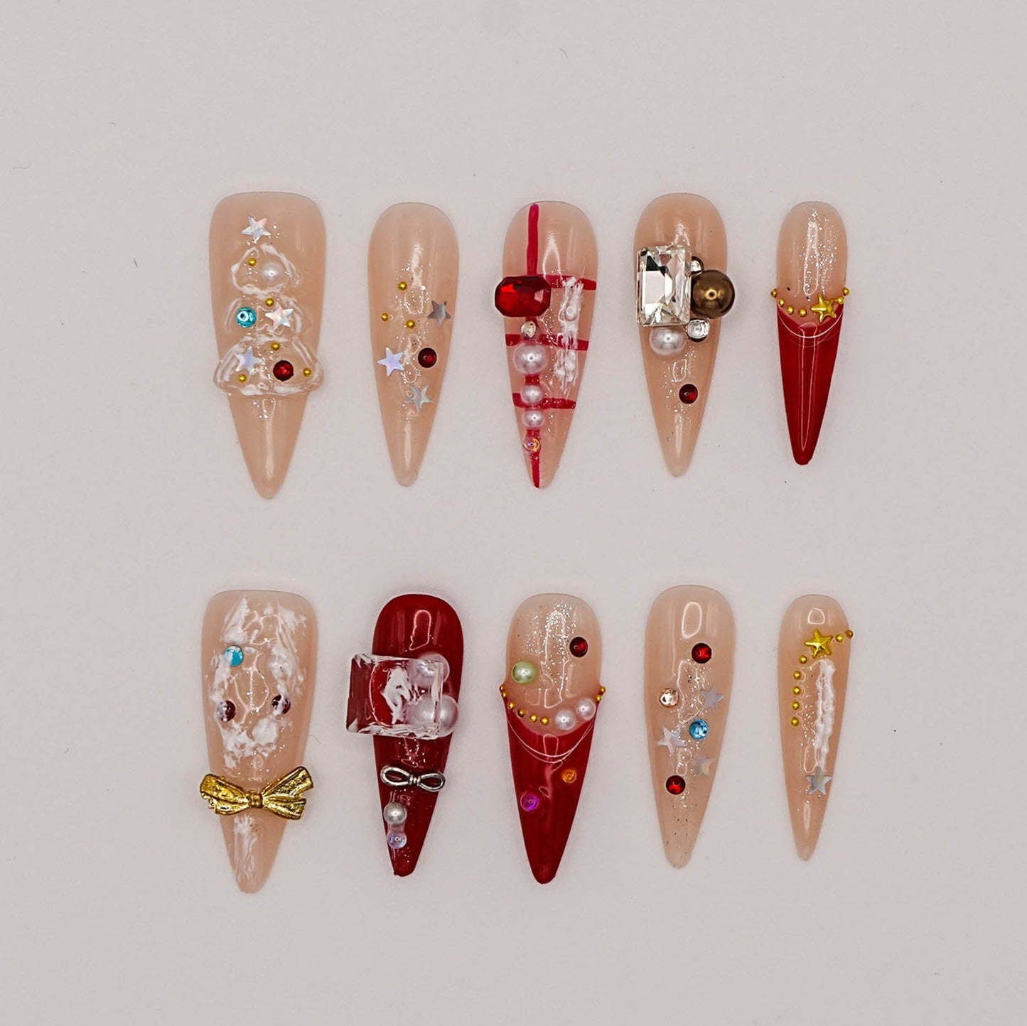 Red Christmas Magic 3D Press-On Nail Set