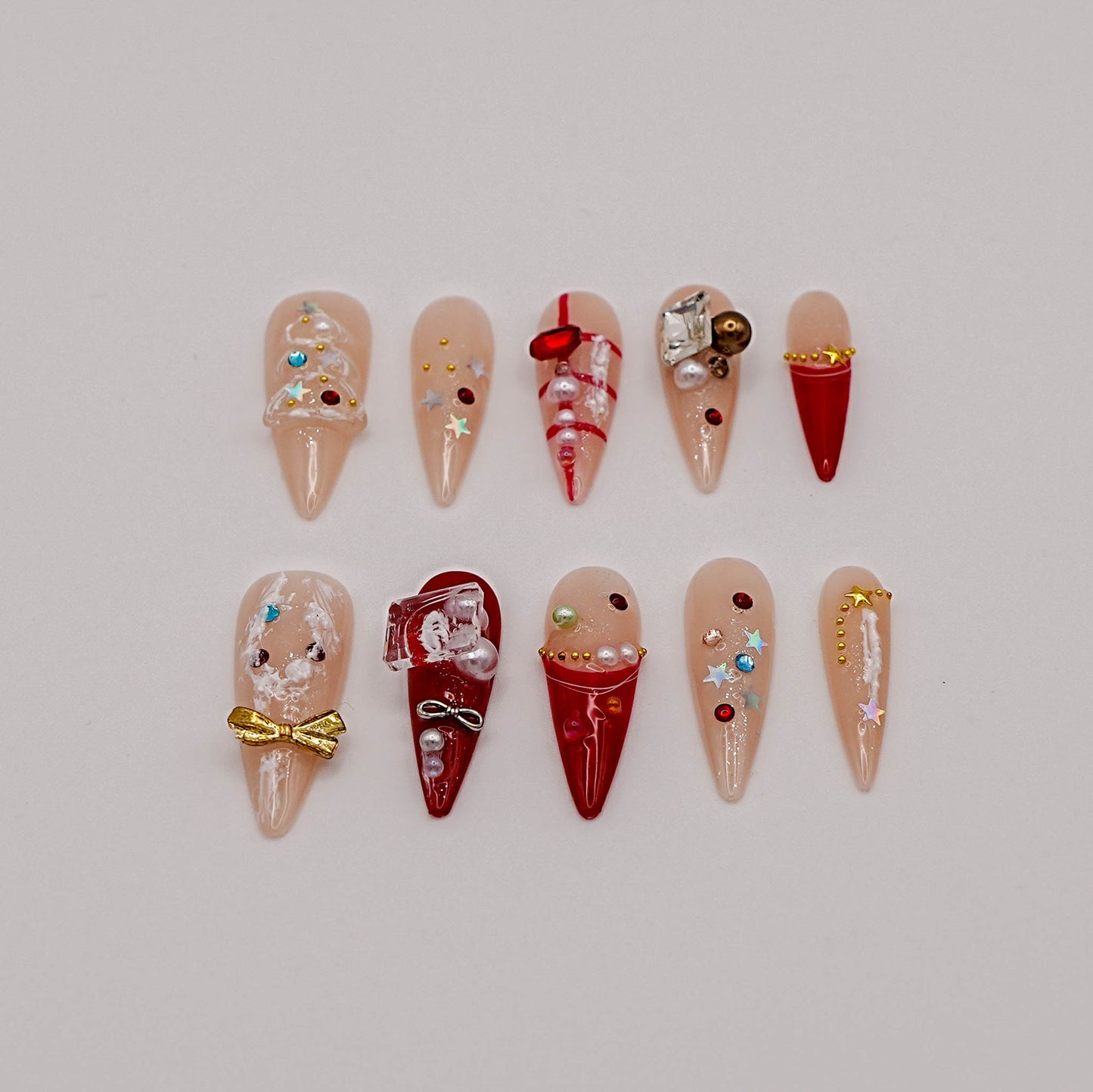 Red Christmas Magic 3D Press-On Nail Set