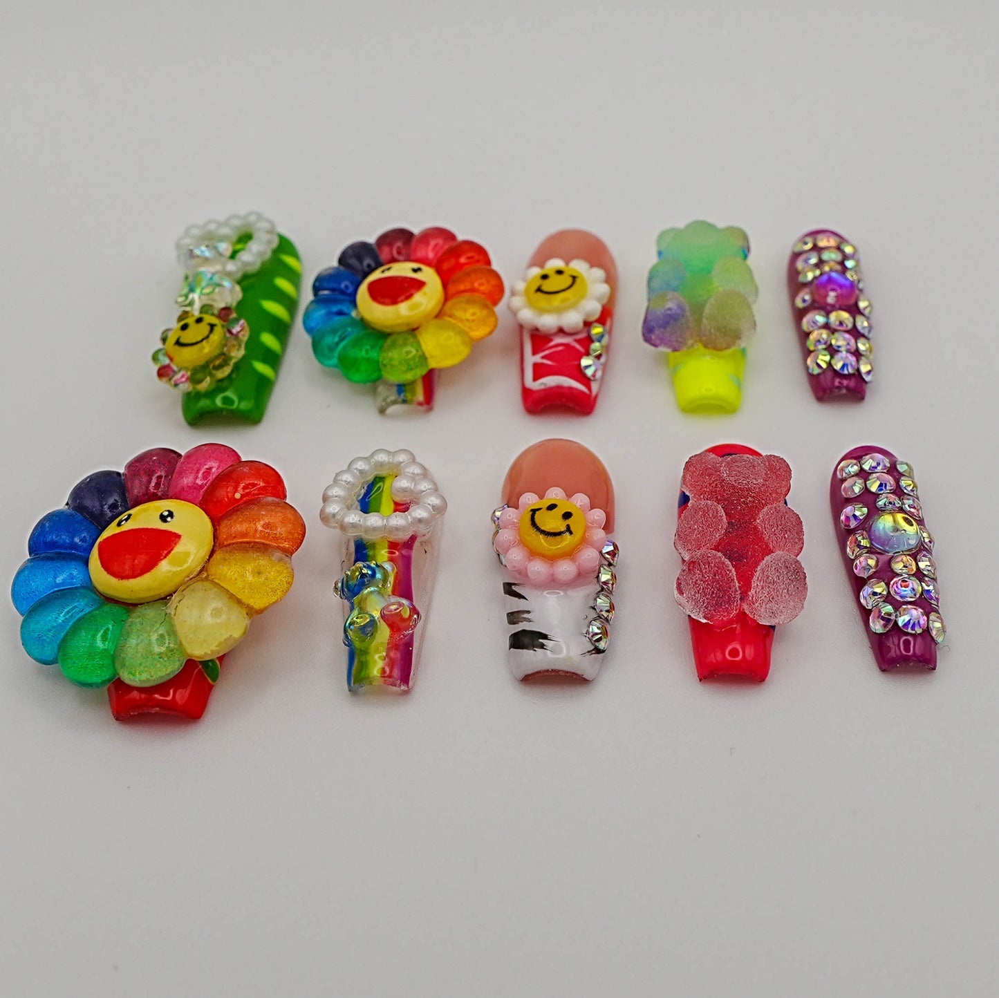 Glossy Gel Neon Candy with 3D Sunflower Charms
