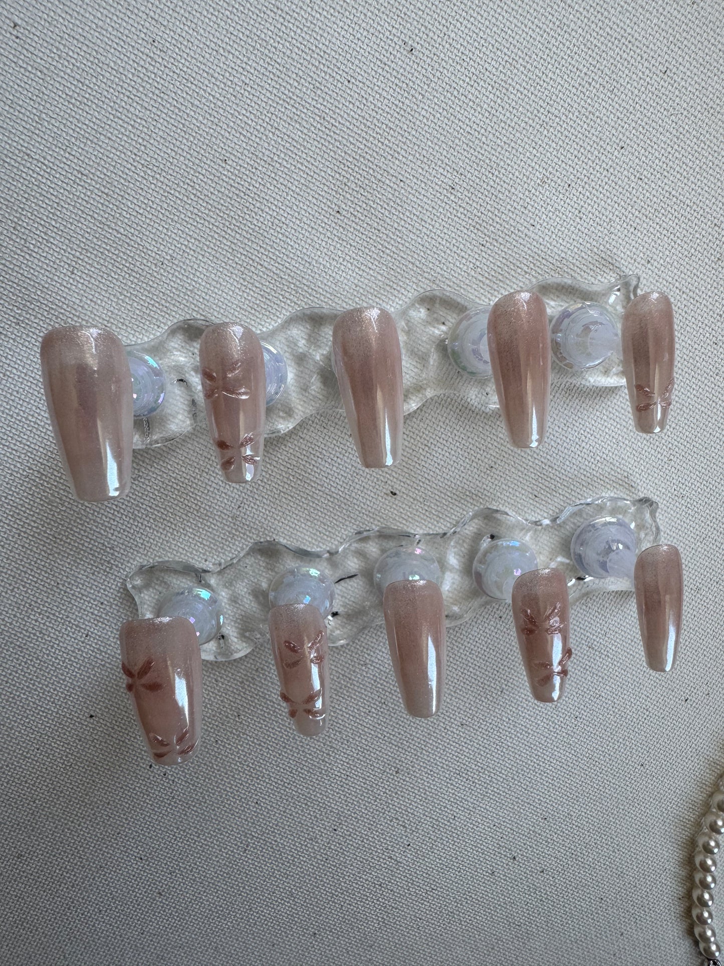 Crystal Petals – Pink Aurora Nails with 3D Florals