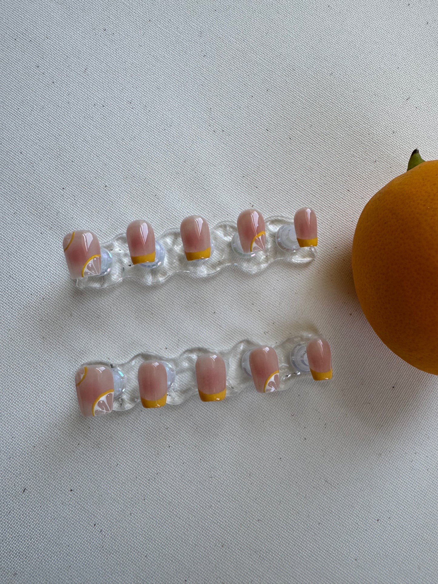 Citrus Kiss – Nude Base with Yellow French Lemon Art