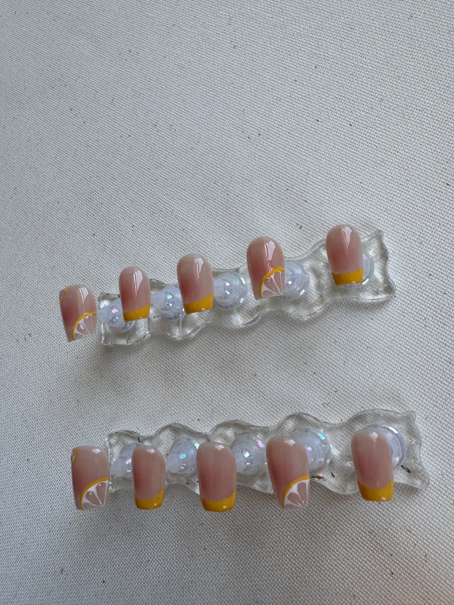 Citrus Kiss – Nude Base with Yellow French Lemon Art