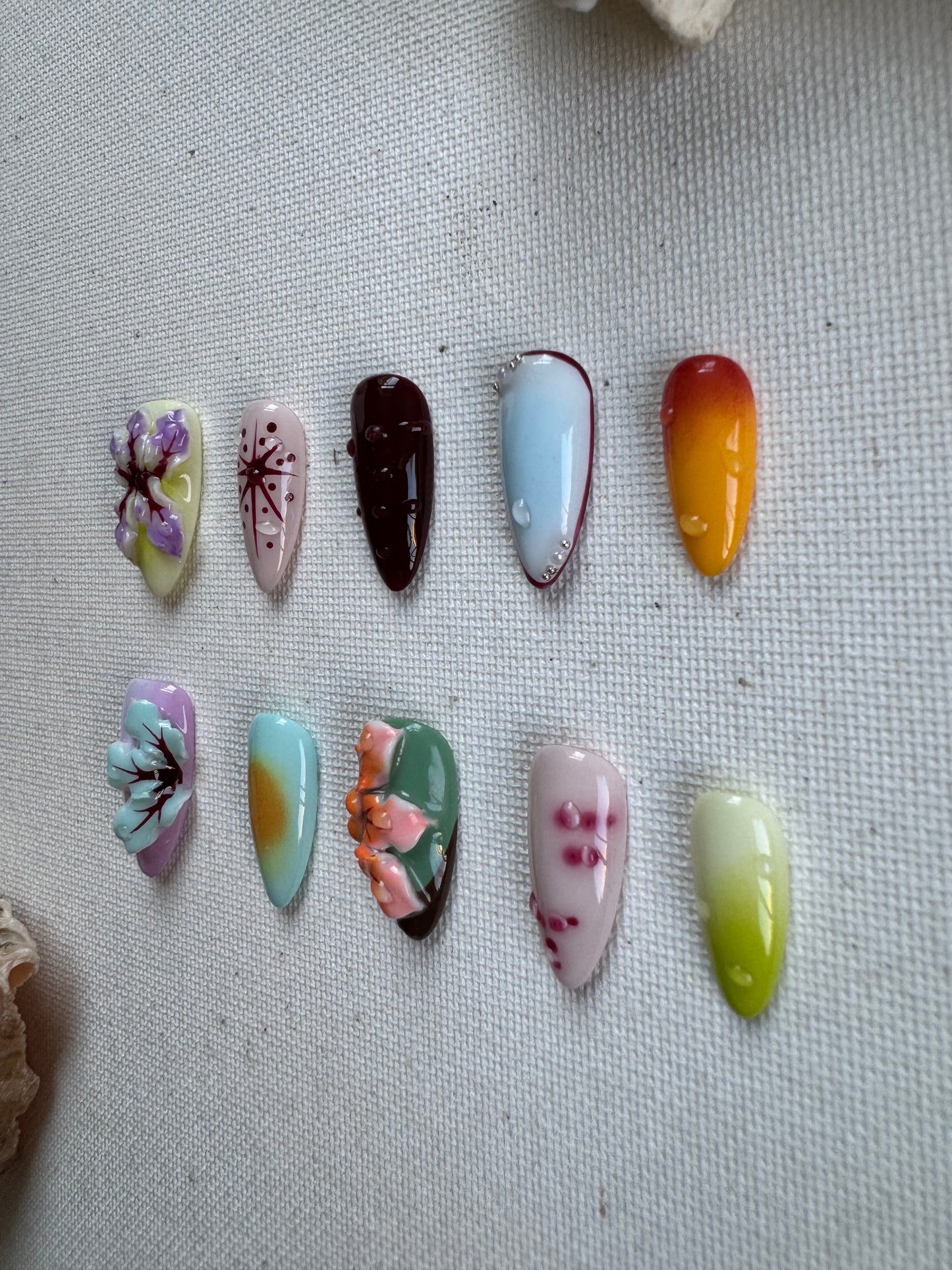 Paradise Petals – Colorful 3D Floral Art Press-On Nails with Tropical Vibes